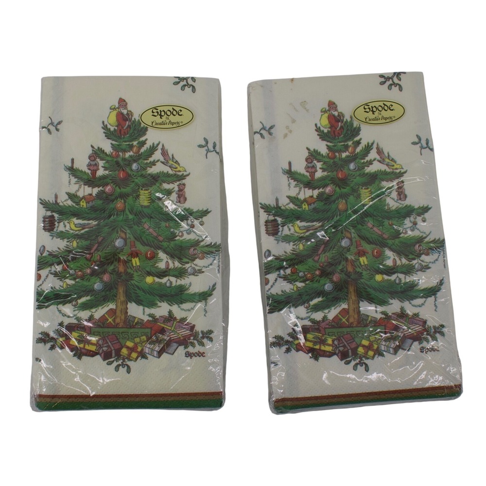 Spode Guest Towels Unisex OS Cream New Christmas Tree 3-Ply Napkins 2-Pack 32ct